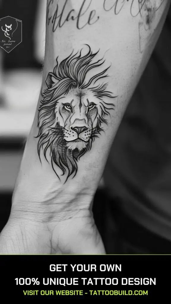 small tattoo designs for men: minimalist lion tattoo