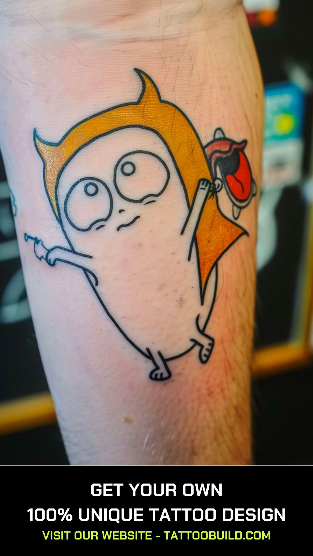 Gunther the penguin Adventure Time tattoo in black and white