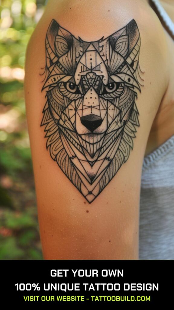 geometric  wolf tattoo designs