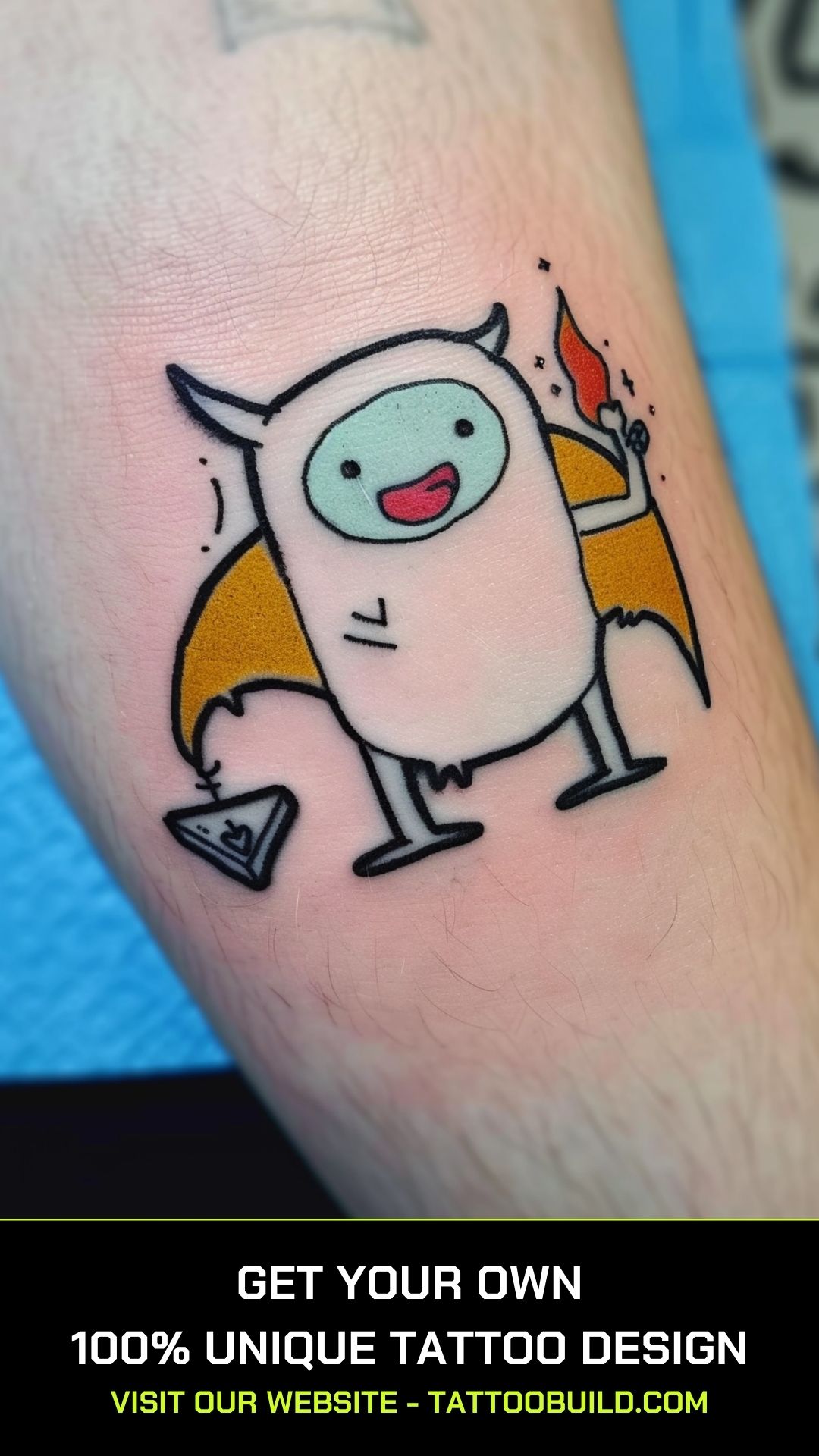 Gunther Adventure Time tattoo with simple bold linework