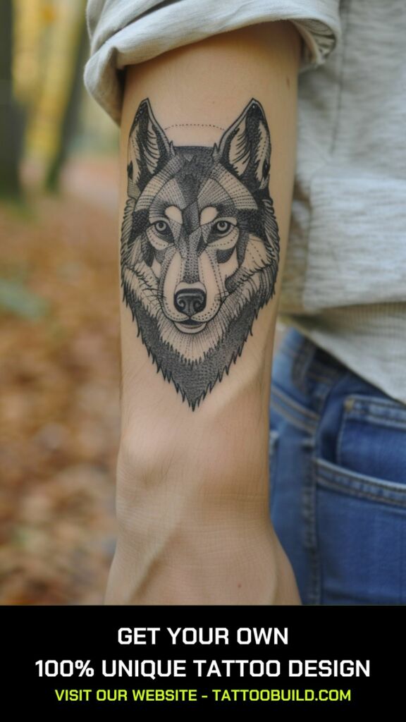 geometric wolf tattoo designs