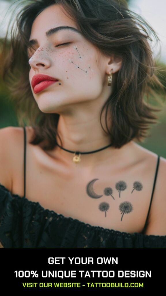 female dandelion chest tattoos