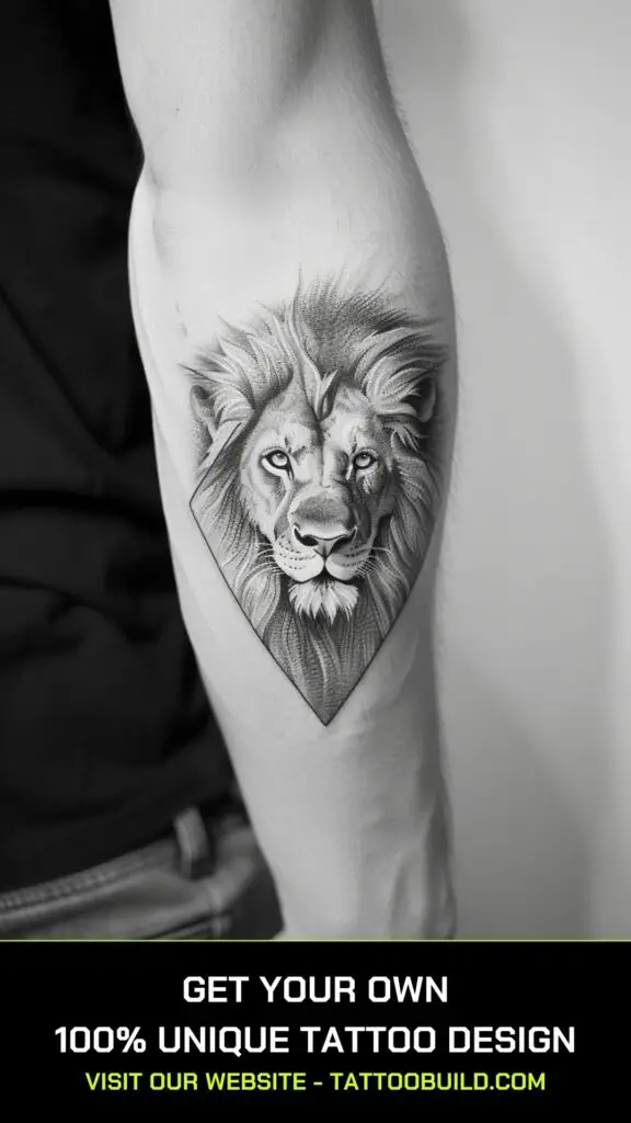small tattoo designs for men: simple lion tattoo