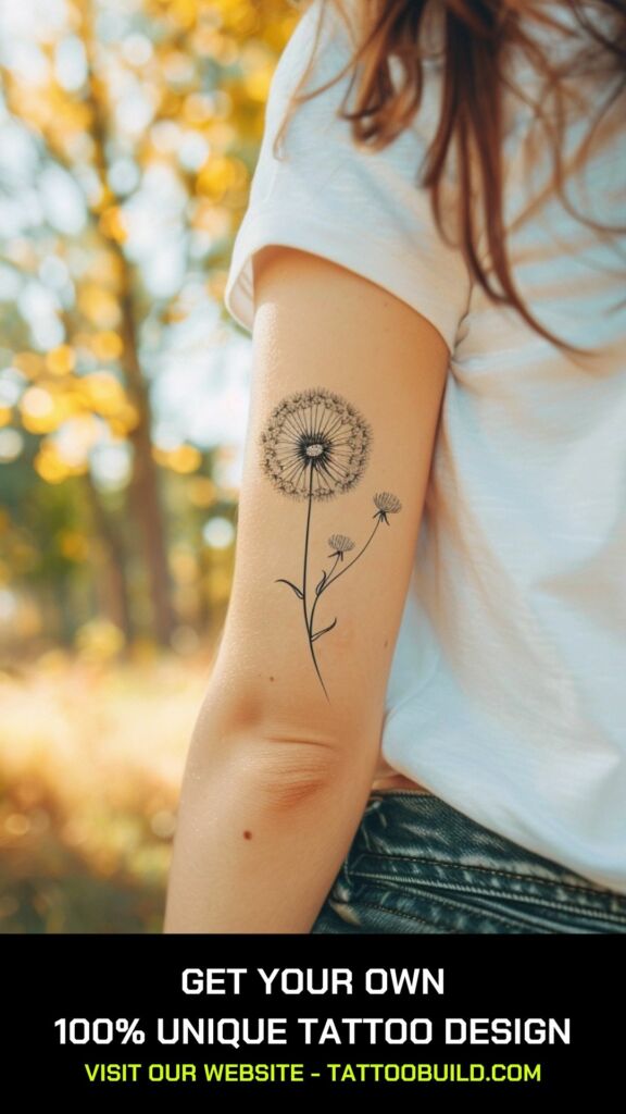 minimalist dandelion tattoo for women