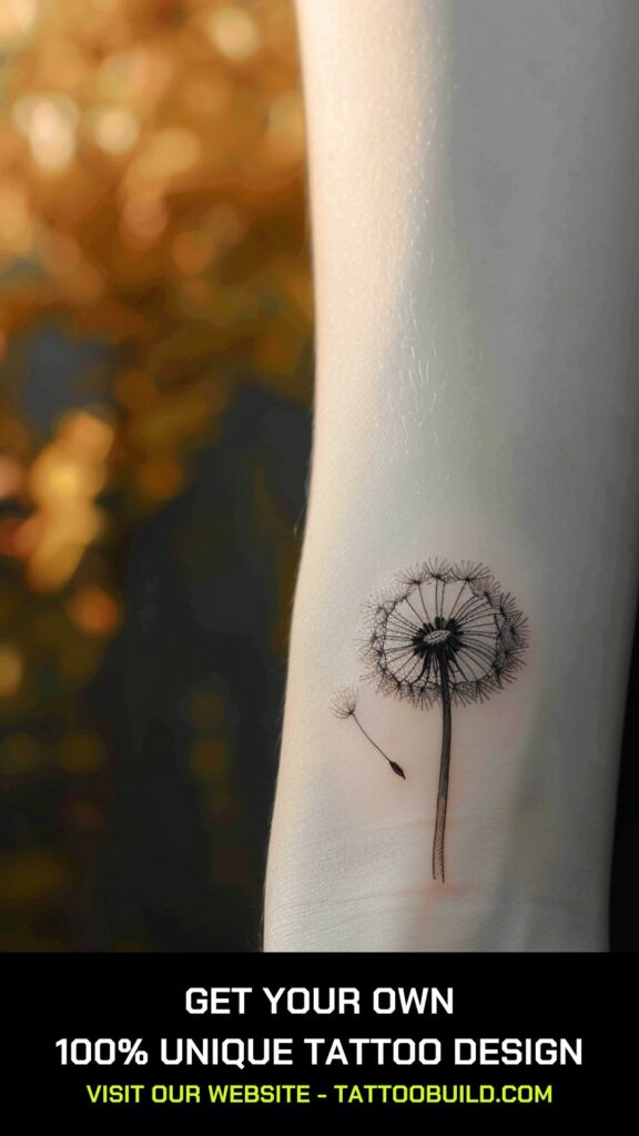 minimalist dandelion tattoo for women