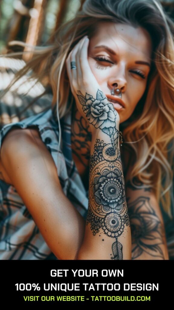 flower and dreamcatcher tattoos for females