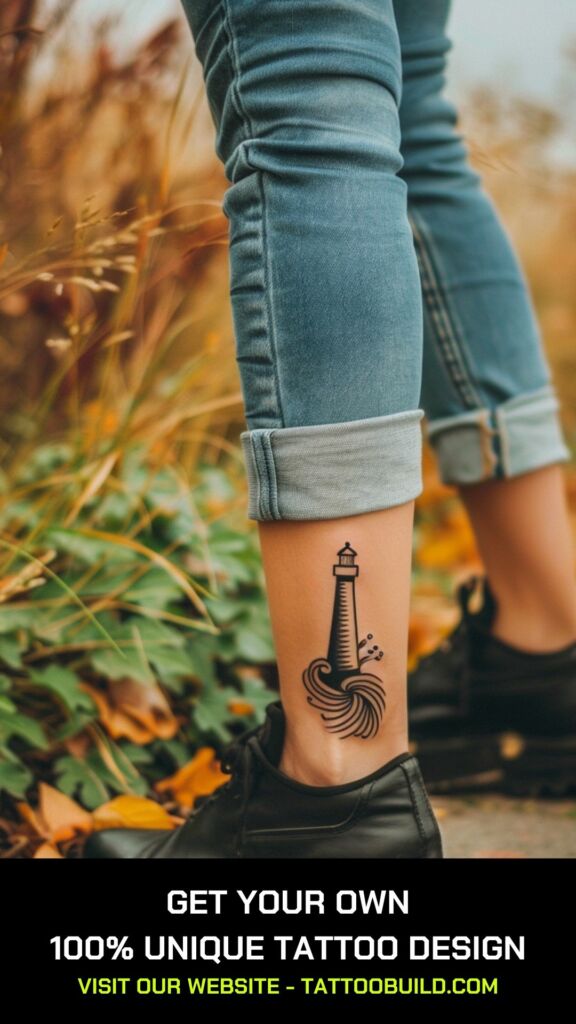 small beautiful tattoo idea for ladies: lighthouse tattoo