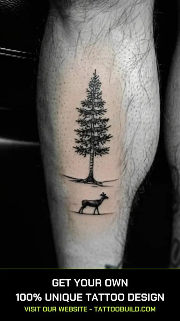 small tattoo designs for men: tree and dog tattoo