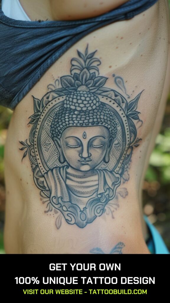 side body buddha tattoo for women