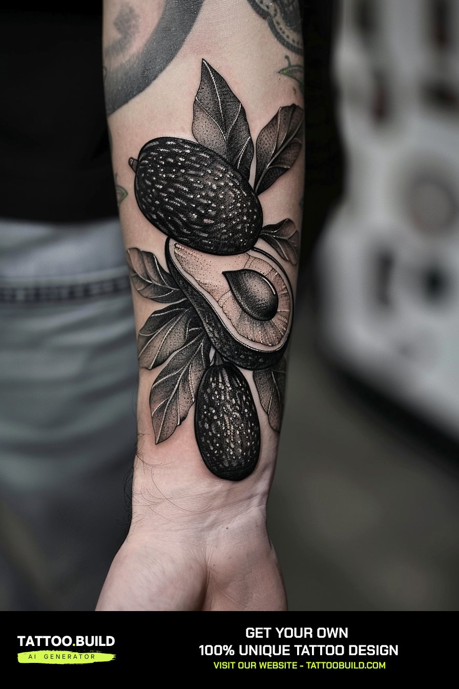 Blackwork cool arm tattoo for men using heavy solid black shapes