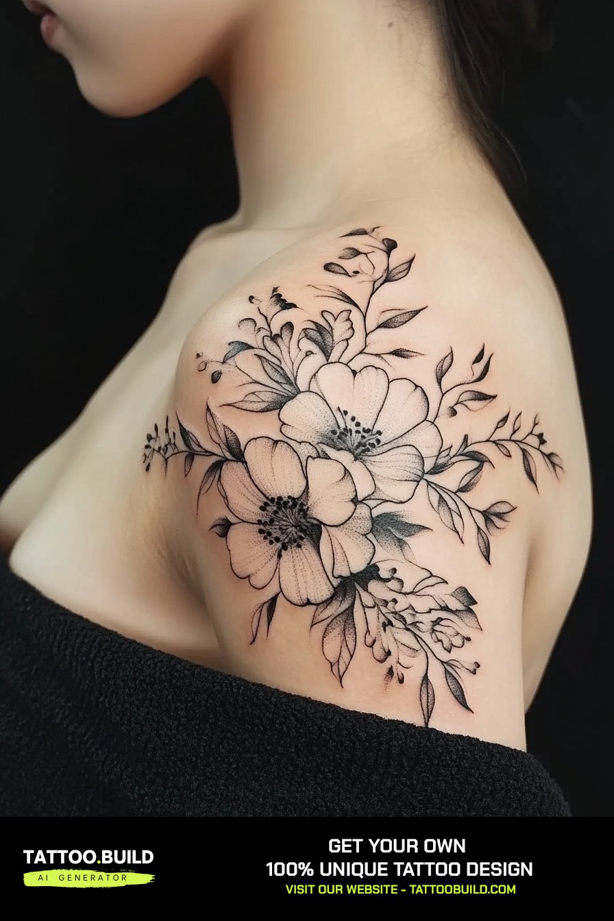 The Timeless Elegance of Floral Shoulder Tattoos for Women: 48 Stunning ...
