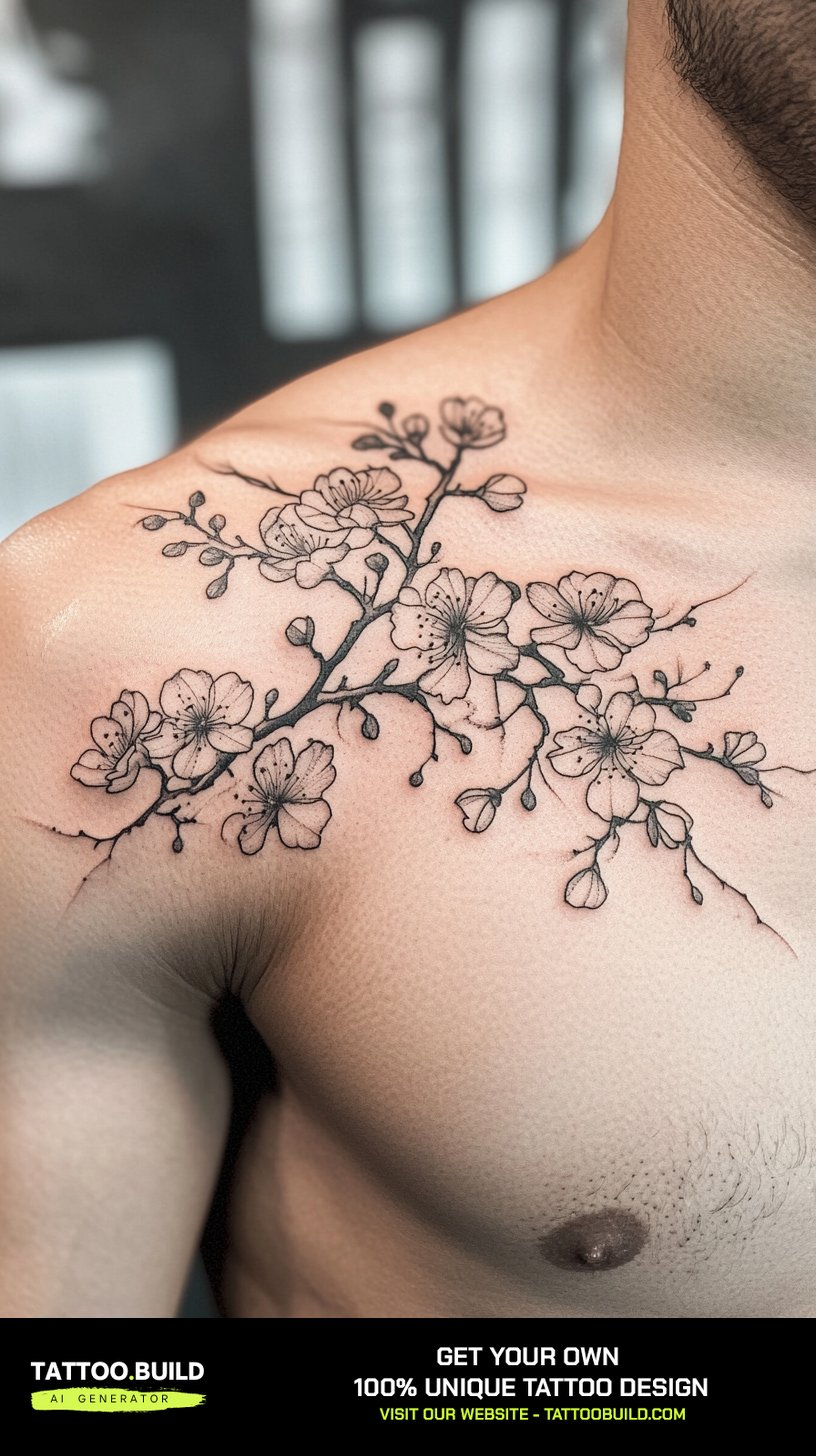 Cool men's floral tattoo design with bold flowers along the arm.