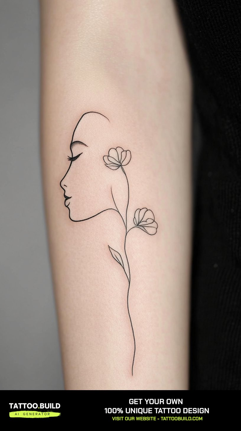 Healed dainty tattoo for women showing how fine lines settle after aftercare