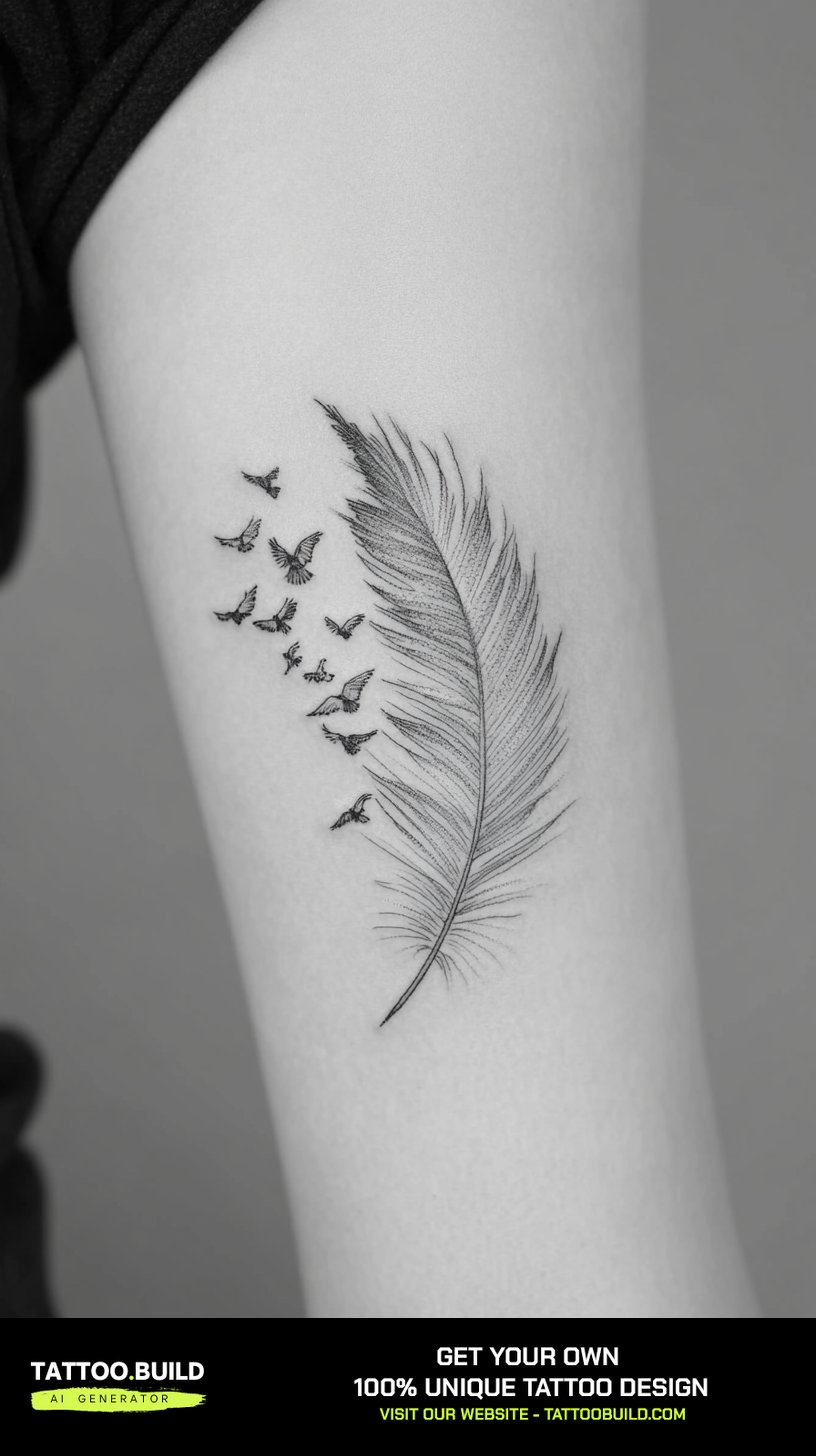 Feminine bohemian tattoo with fine linework and negative space
