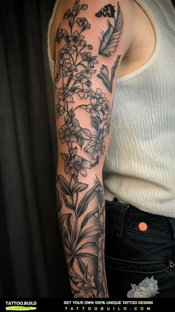 Mandala sleeve tattoo for women with symmetrical geometric patterning