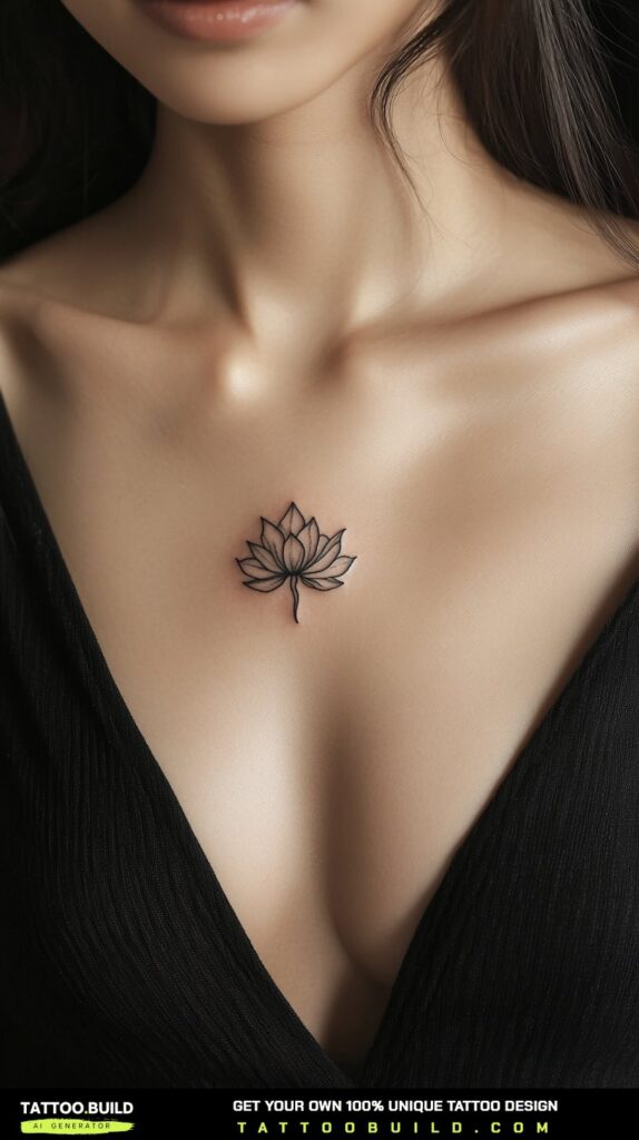 High-contrast black and grey lotus tattoo with heavy shading
