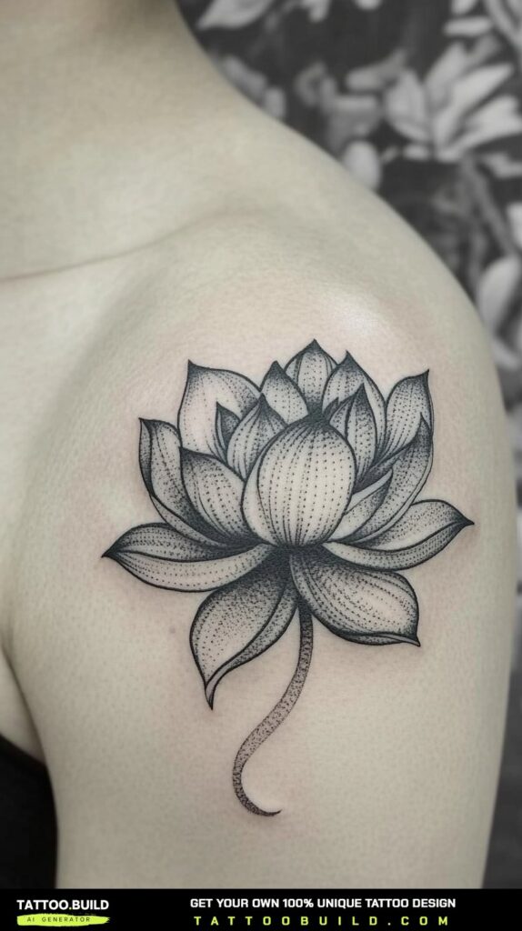 Sacred geometry lotus tattoo framed inside a triangle