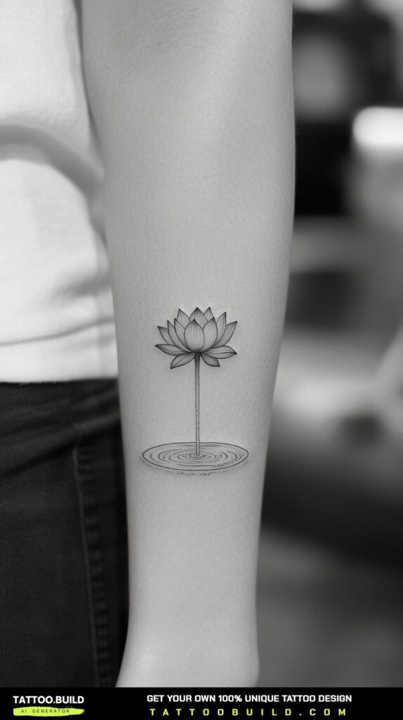 Decorative lotus flower tattoo with filigree and pearl details