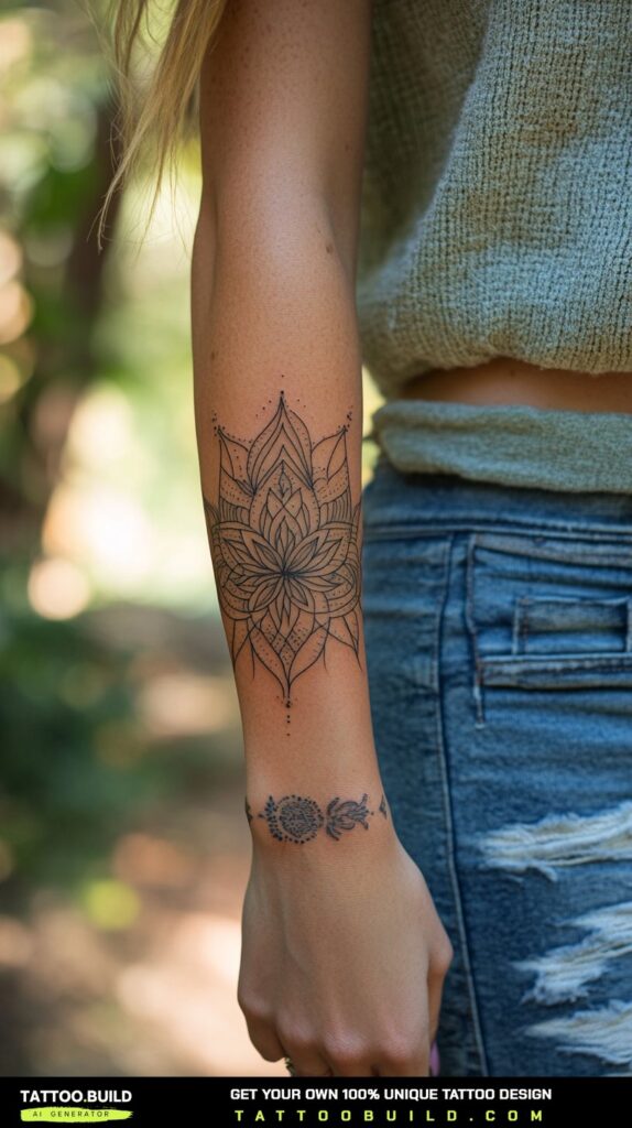 Tiny fine-line lotus flower tattoo behind the ear