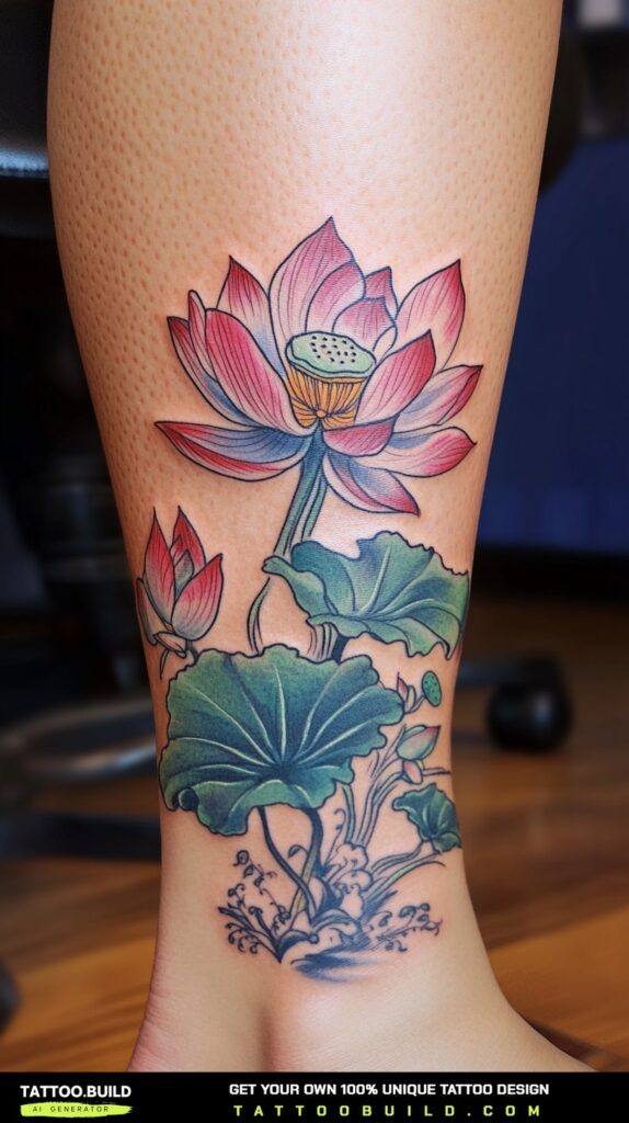 Lotus tattoo placed on the sternum between the ribs