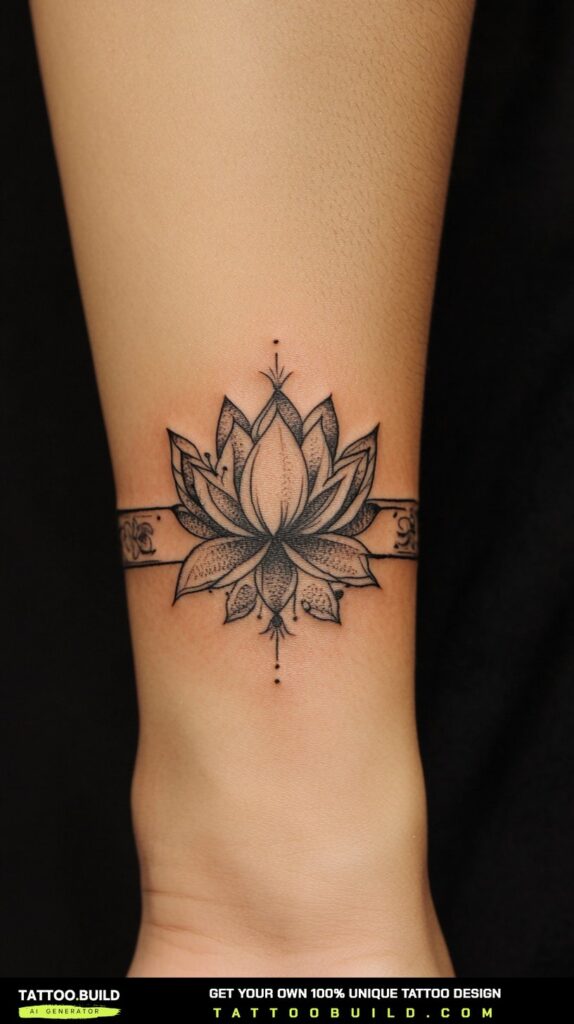Small lotus tattoo on the wrist with delicate shading