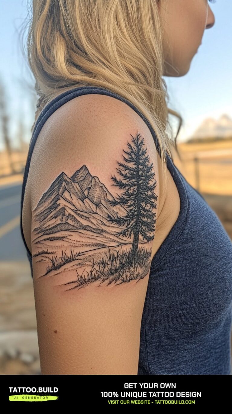 Mountain and Tree Tattoo Ideas
