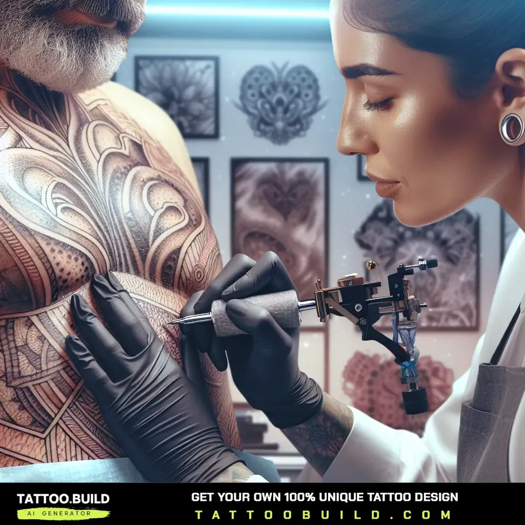 Tattoo over a stretch mark on the thigh, botanical shading placed along the direction of the marks