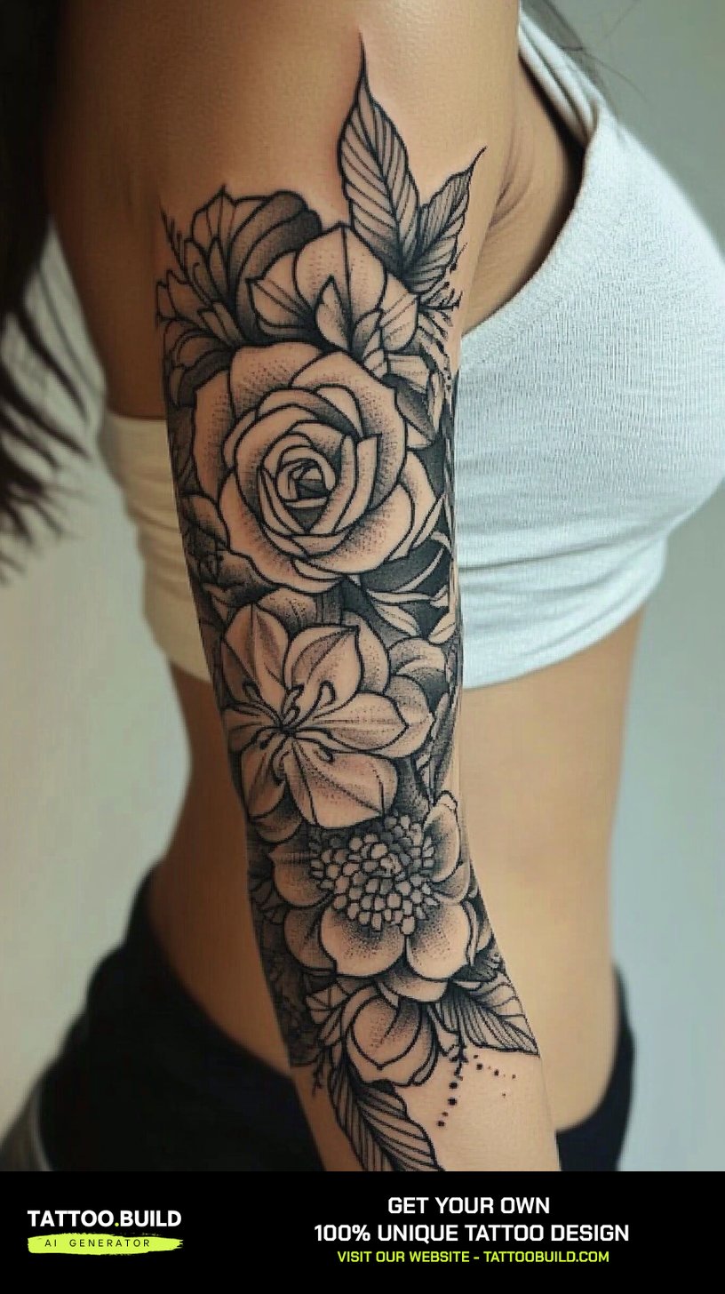 30+ Floral Half Sleeve Tattoo for Forearm - Tattoo Build