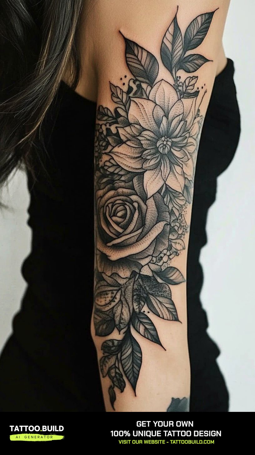 30+ Floral Half Sleeve Tattoo for Forearm - Tattoo Build