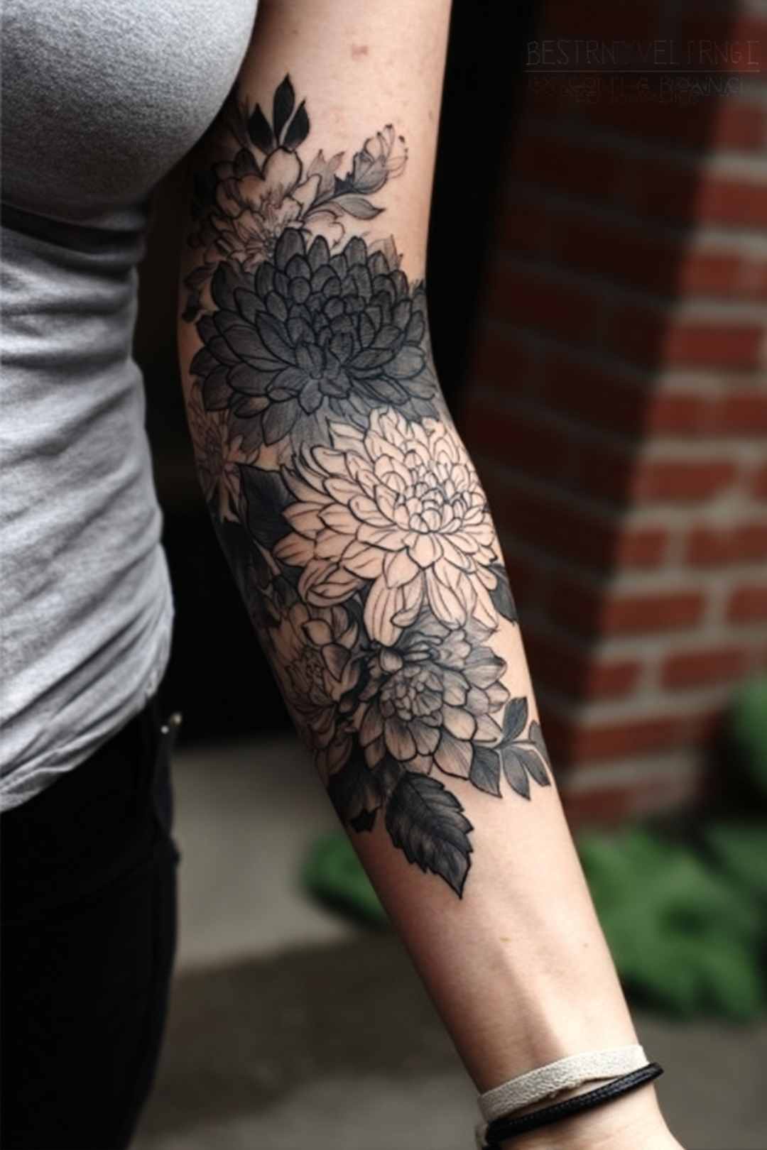 Geometric mandala and lotus floral half sleeve tattoo wrapping the forearm