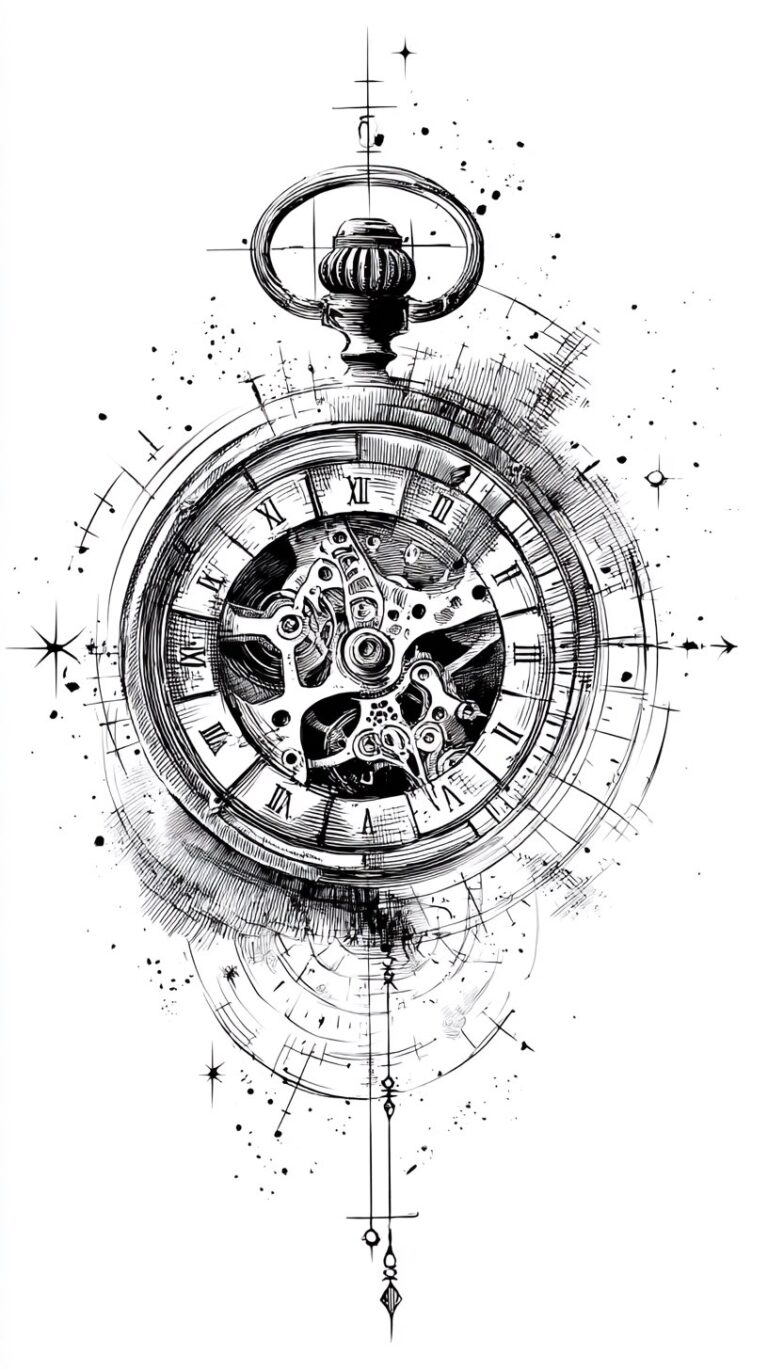 Clock Tattoo Drawings Design Ideas