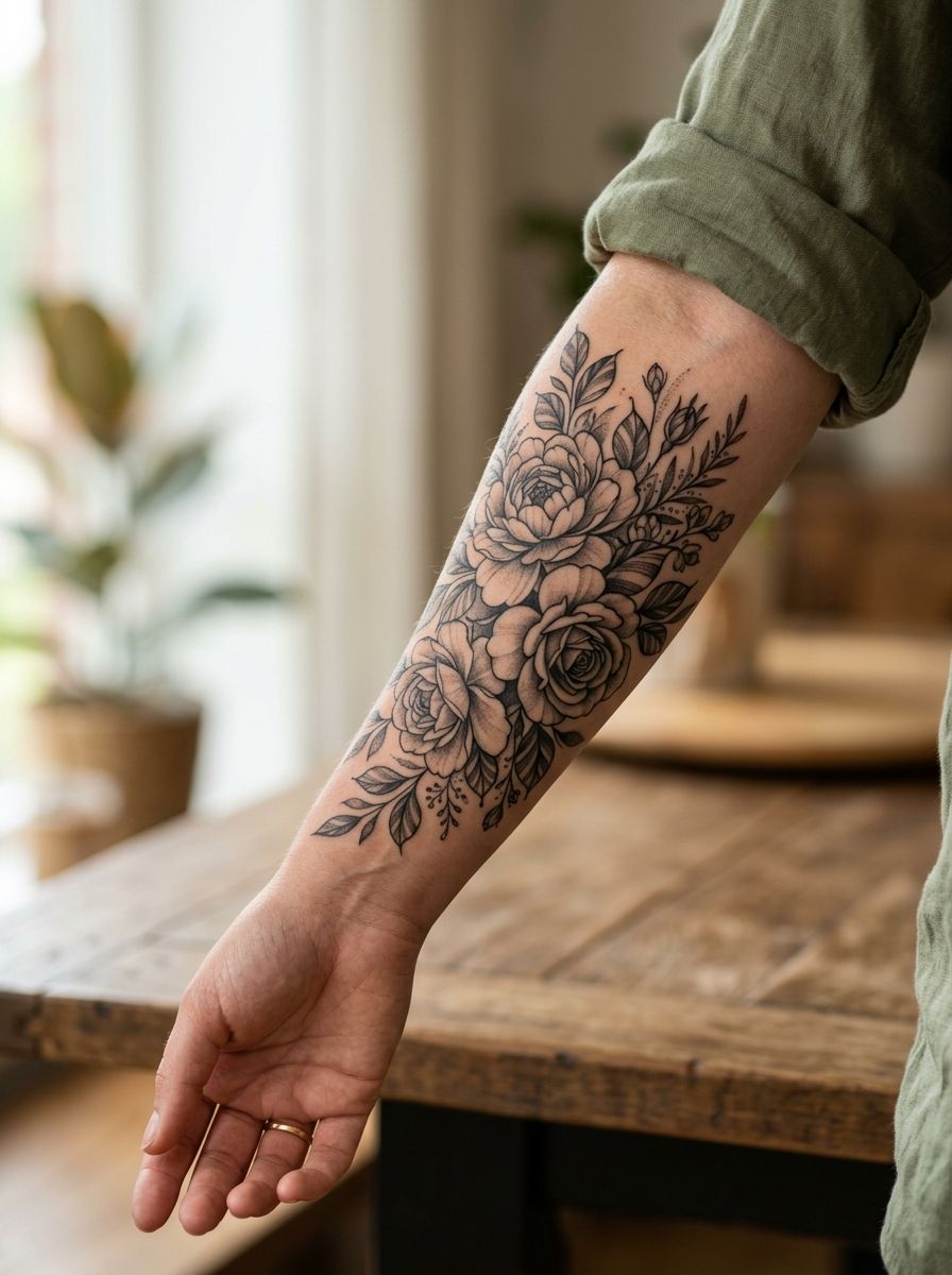 Fully healed vibrant tattoo on an arm