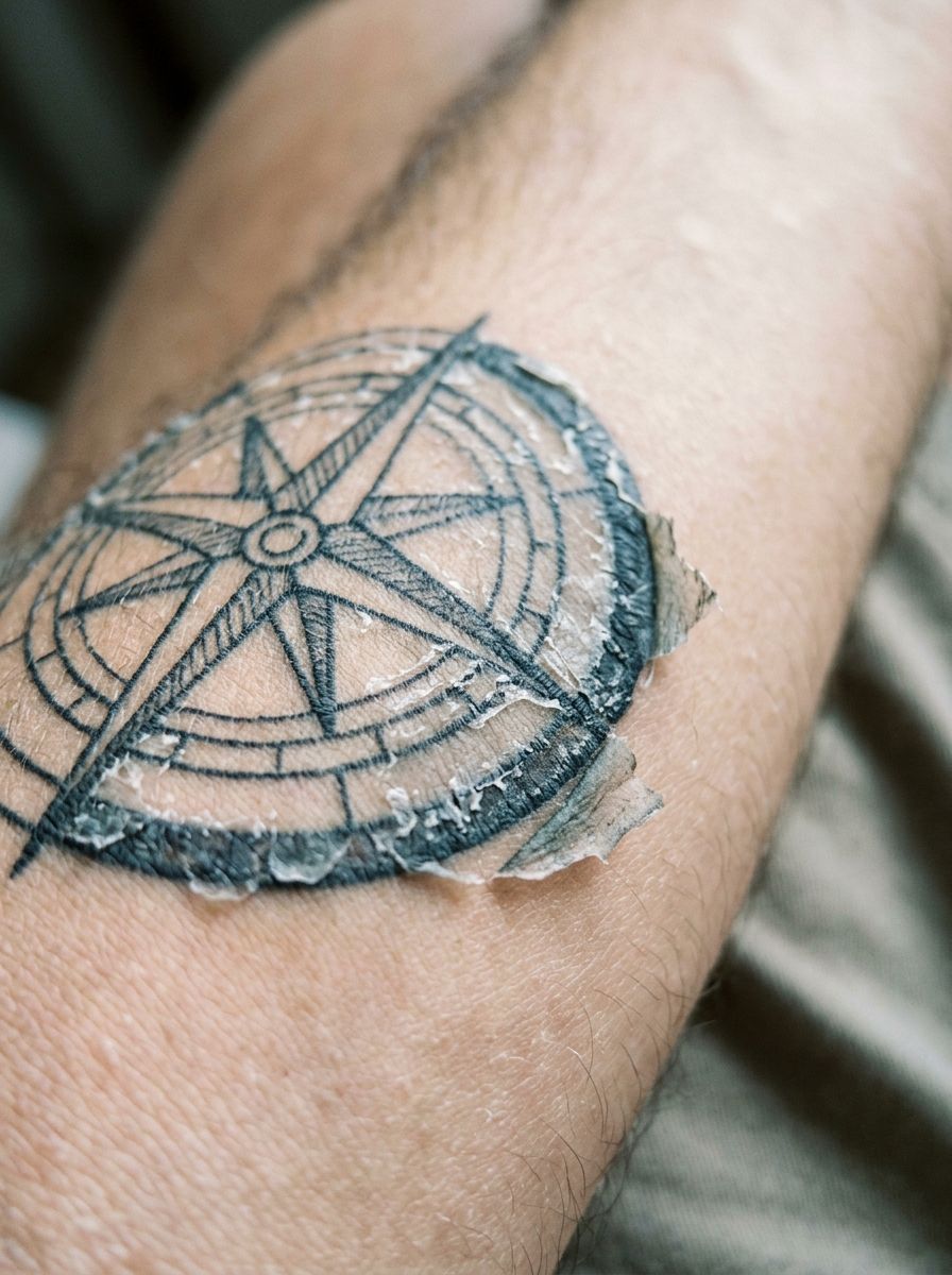 Tattoo in the peeling and flaking healing stage