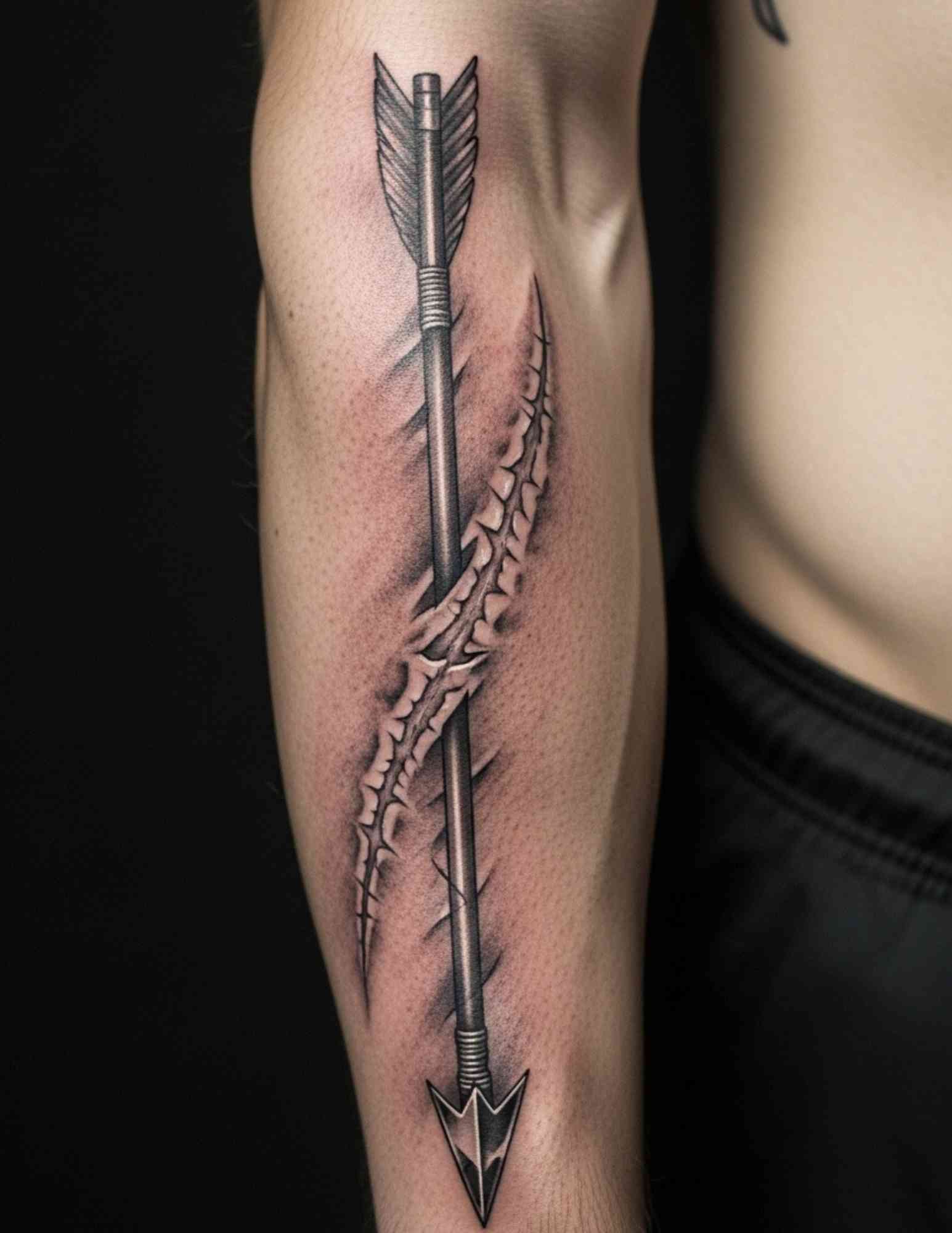 Lace embroidery scar tattoo covering a surgical mastectomy scar line