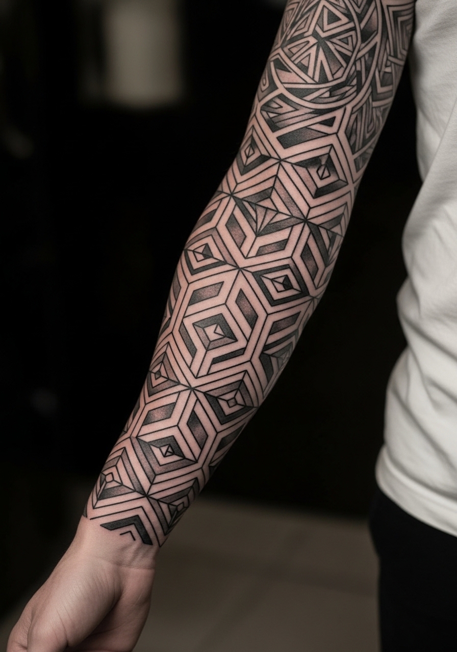 19 Geometric Sleeve Tattoo Ideas for Men Who Love Precision - Tattoo Build