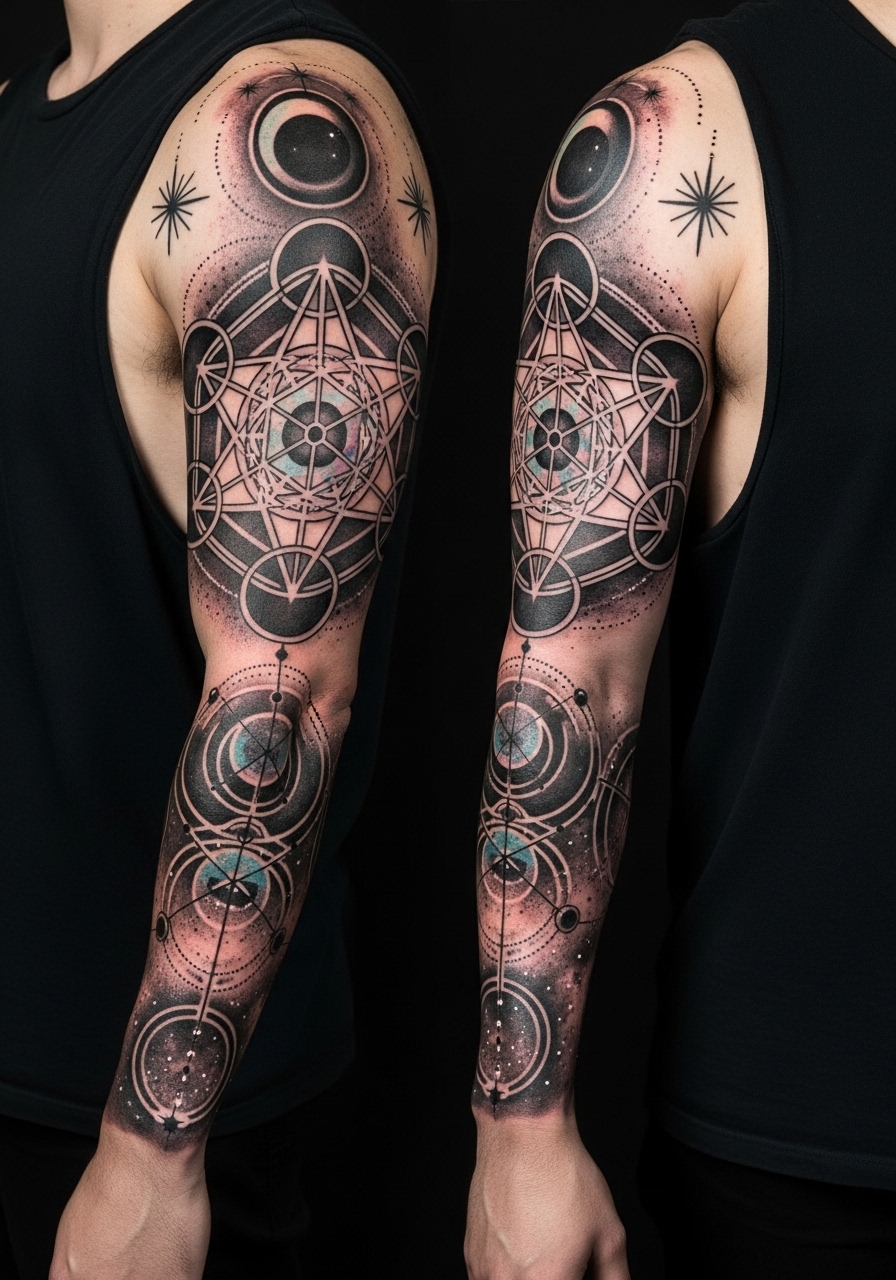 19 Geometric Sleeve Tattoo Ideas for Men Who Love Precision - Tattoo Build