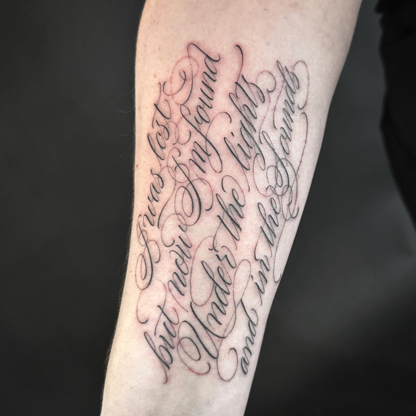 Song lyric quote tattoo for men inked as a short handwritten line