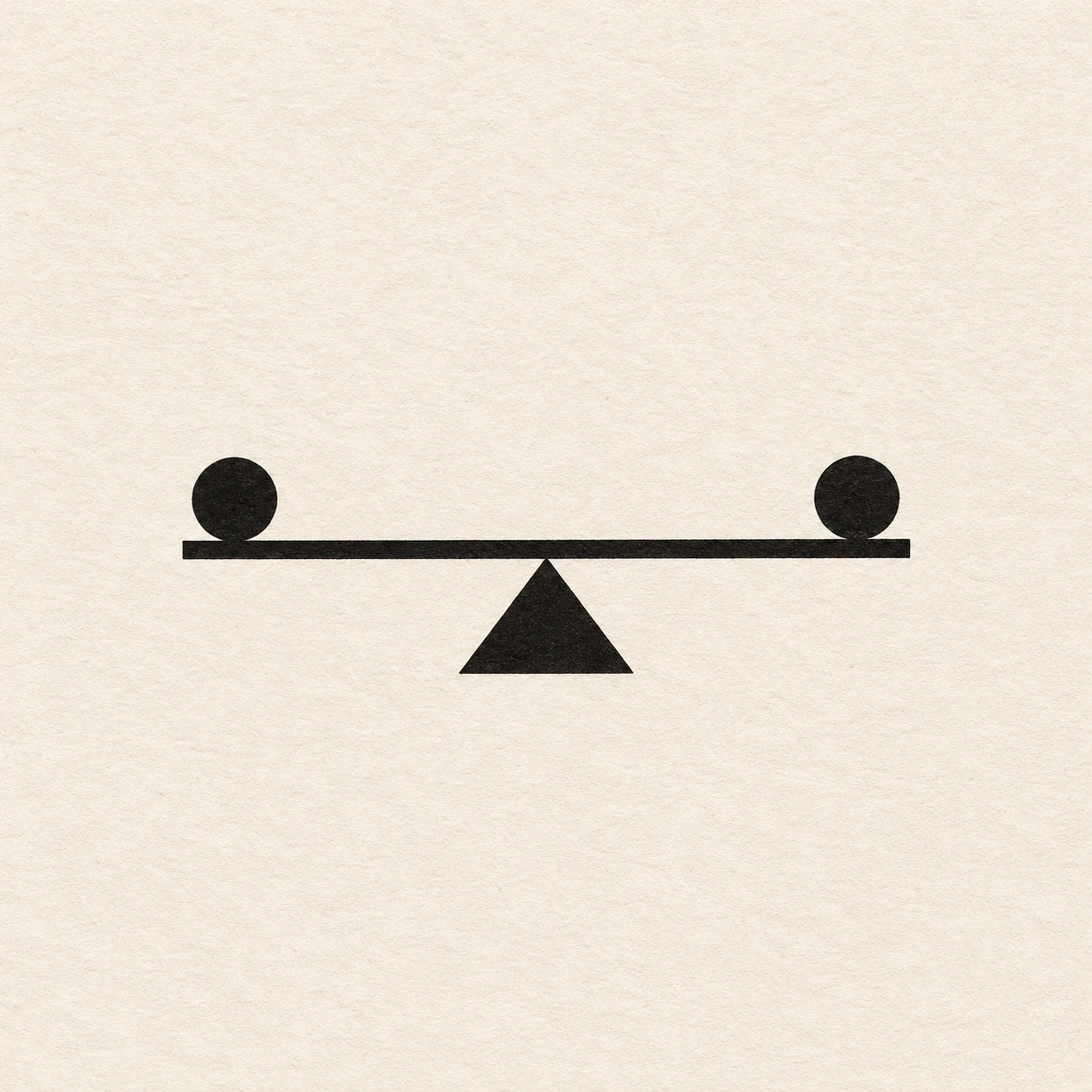 Level seesaw with matching circles resting at either end