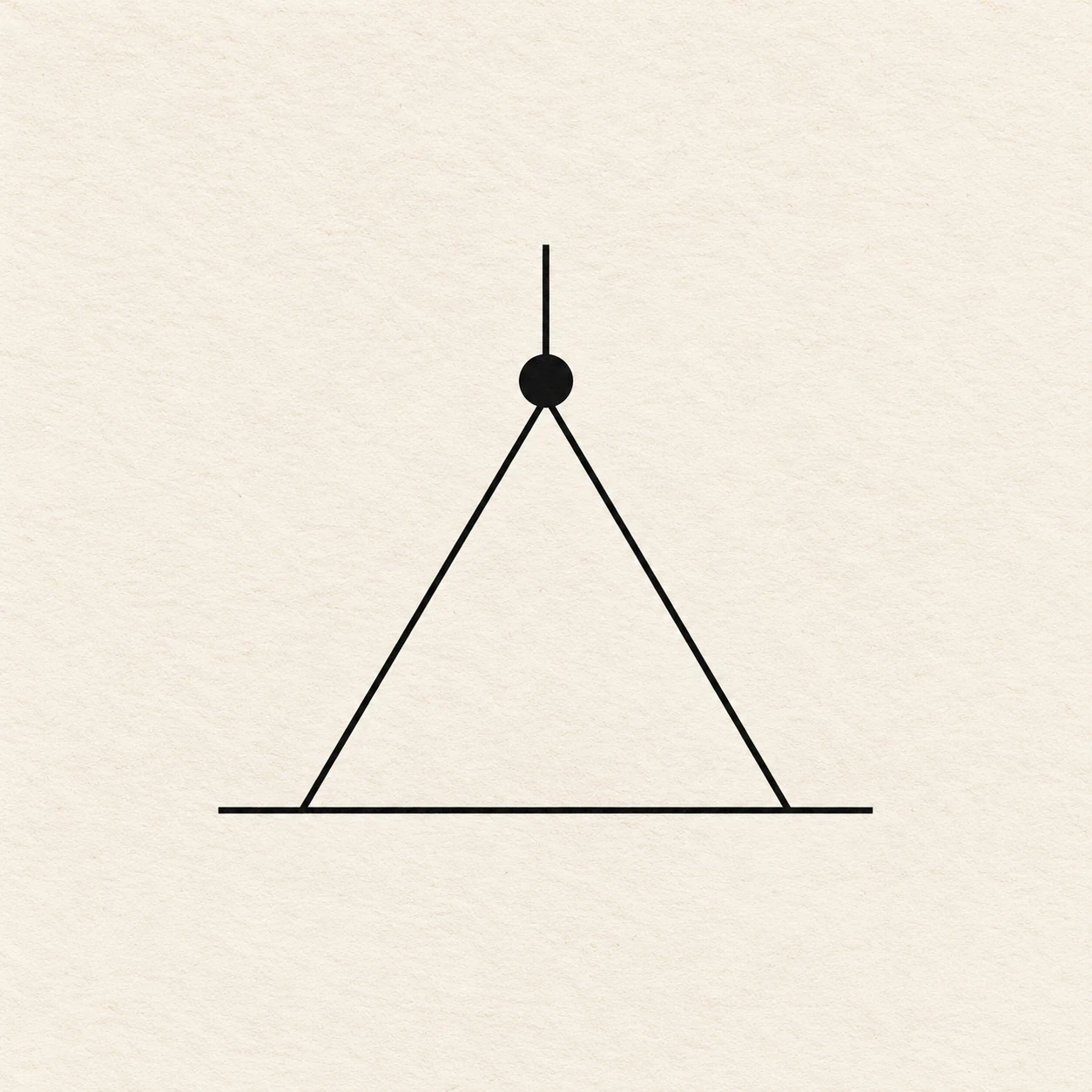 Black circle balanced on the tip of an outlined triangle