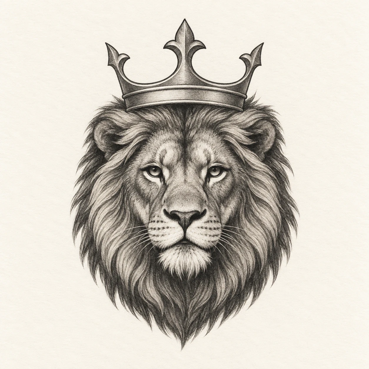Lion portrait below a plain three-point crown