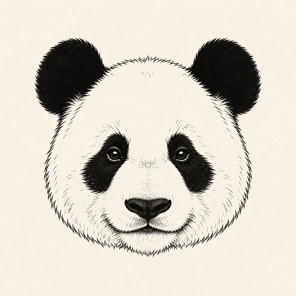 Minimal panda-face tattoo concept with bold black ears and eye patches